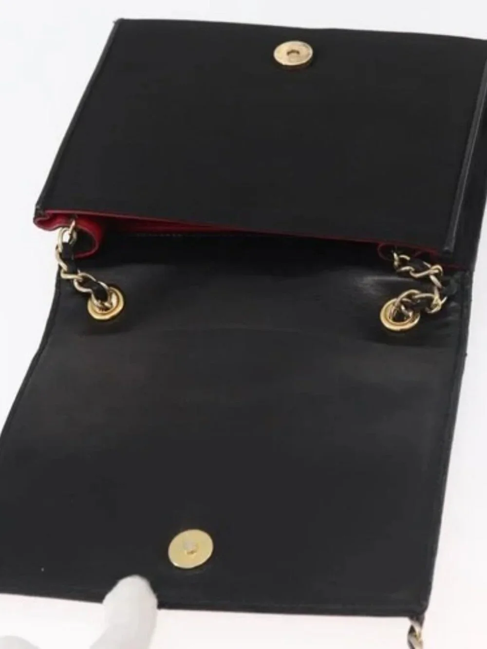 CHANEL Matelasse Chain Shoulder Bag Nylon Black Gold CC Auth 176872